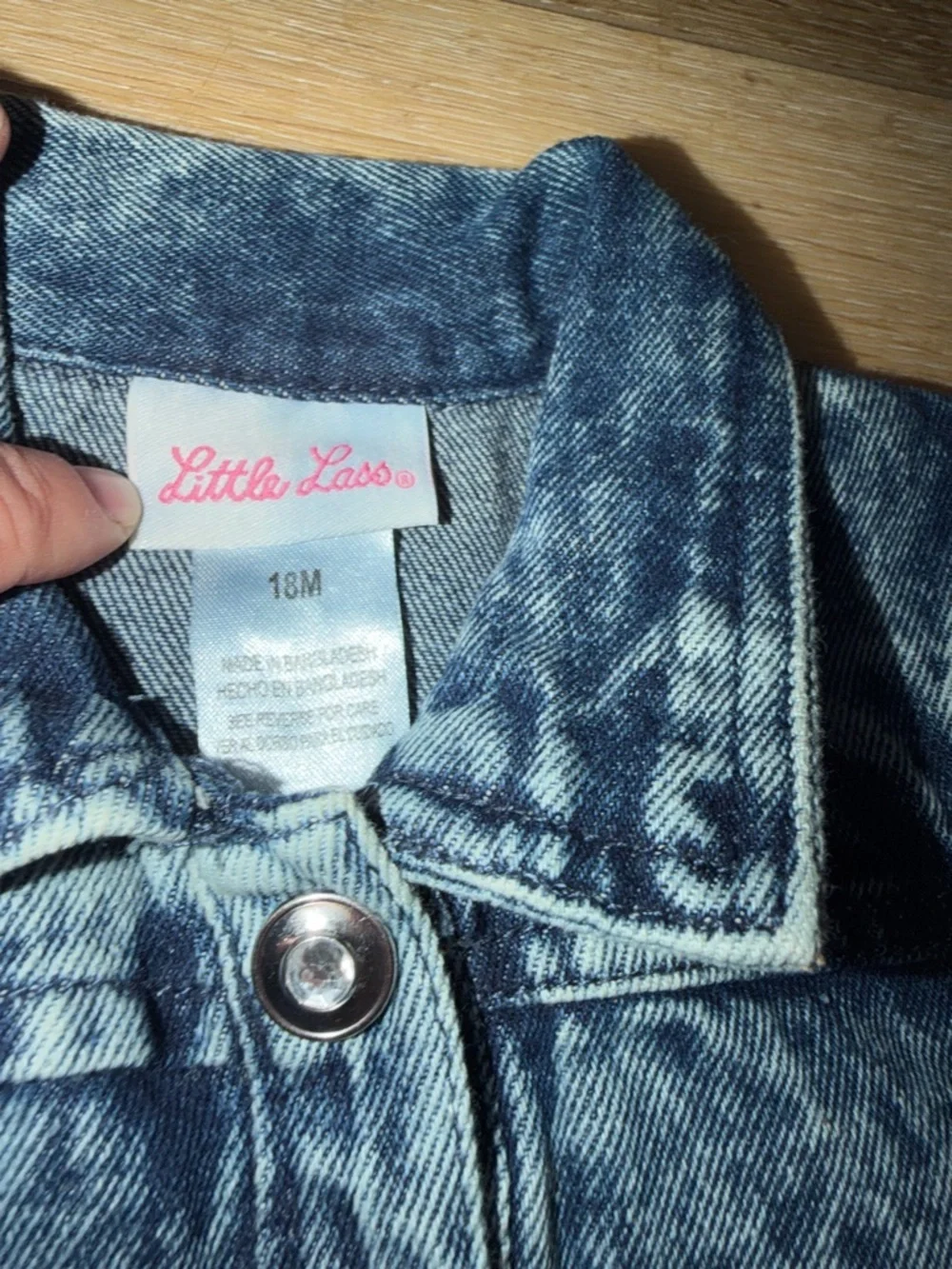 Little Lass Toddler Girls Acid Wash Denim Jacket with Flower‎ Embroidery 18 mo